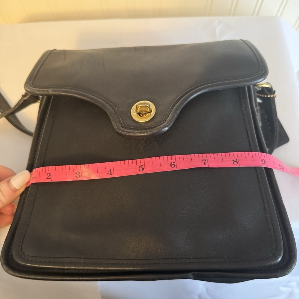 Vintage Coach Shelton Black Leather Shoulder Crossbody Bag Purse #9917 - Picture 15 of 16